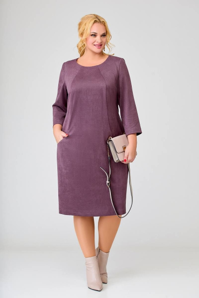 Трикотажное платье с карманами Swallow 633 слива - фото 5