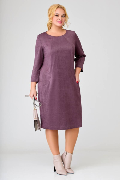 Трикотажное платье с карманами Swallow 633 слива - фото 4