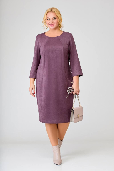 Трикотажное платье с карманами Swallow 633 слива - фото 3