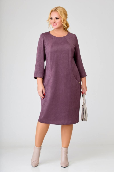 Трикотажное платье с карманами Swallow 633 слива - фото 2