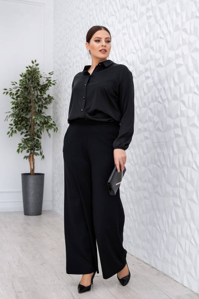 Брюки из вискозы с ремнем и прямым кройом, длина 100 см ASV 2397 черный - фото 5