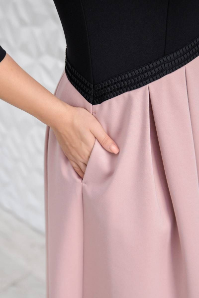 Платье на каждый день с пайетками и трикотажем ASV 2467 черно-розовый - фото 3