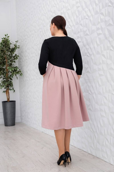 Платье на каждый день с пайетками и трикотажем ASV 2467 черно-розовый - фото 2