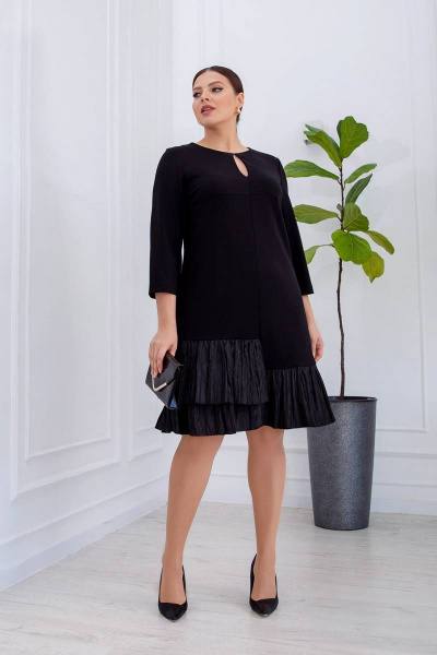 Платье трапеция с рукавом 3/4 и молнией на спинке ASV 2438 черный - фото 8