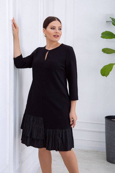 Платье трапеция с рукавом 3/4 и молнией на спинке ASV 2438 черный - фото 7