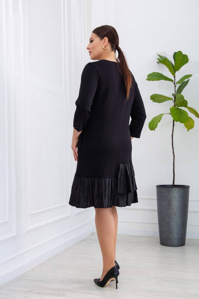 Платье трапеция с рукавом 3/4 и молнией на спинке ASV 2438 черный - фото 2
