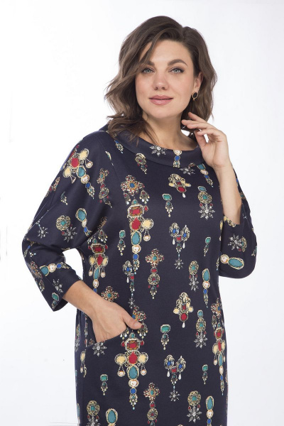 Платье прямого силуэта из трикотажа с рельефами и карманами Matini 3.1659 - фото 5