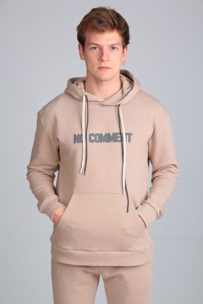 Брюки и худи из хлопкового футера мужской демисезонный костюм HIT 0317 бежевый - фото 2