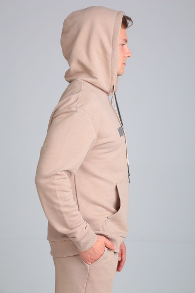 Брюки и худи из хлопкового футера мужской демисезонный костюм HIT 0317 бежевый - фото 4