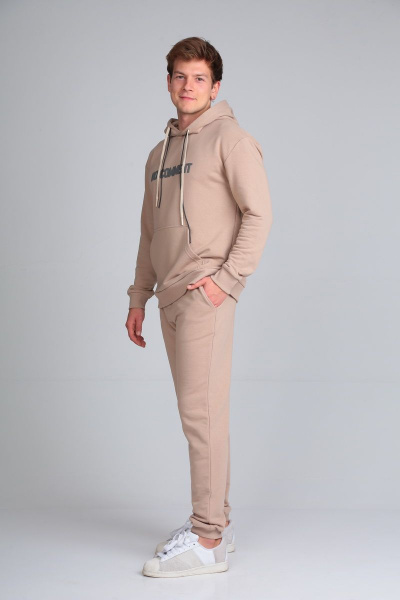 Брюки и худи из хлопкового футера мужской демисезонный костюм HIT 0317 бежевый - фото 6