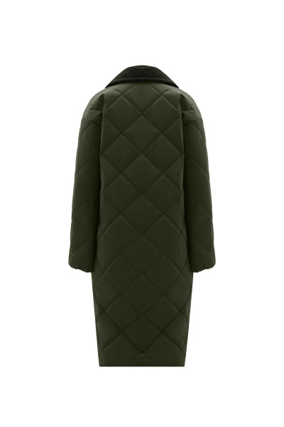 Пальто демисезонное из плащевой ткани, зеленое, на каждый день Elema 5-12194-1-170 хаки - фото 3