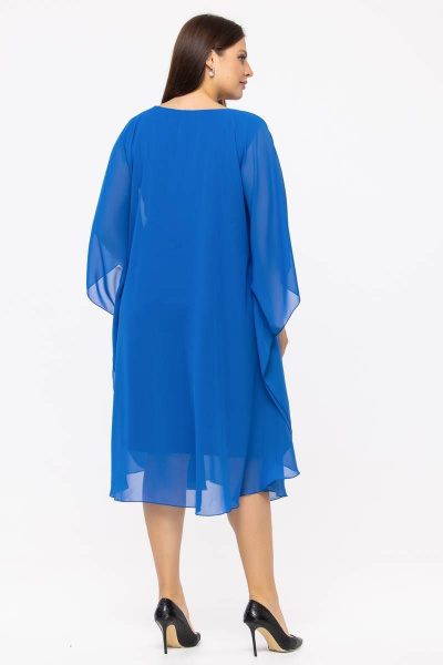 Платье летучая мышь из шифона и трикотажа для торжеств Avila 0910 васильковый - фото 2