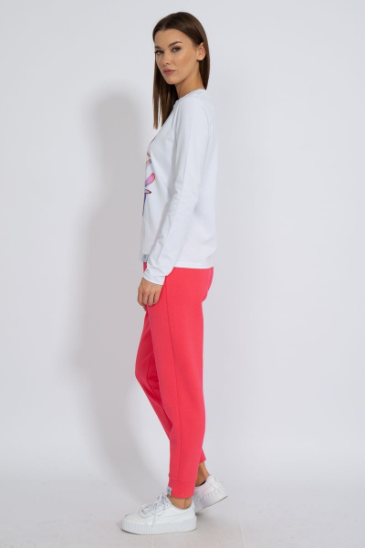 Белый классический лонгслив из трикотажа хлопка Kivviwear 4061.20 - фото 12