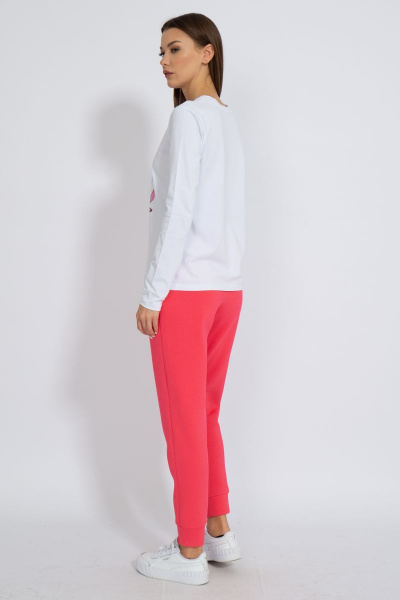 Белый классический лонгслив из трикотажа хлопка Kivviwear 4061.20 - фото 10