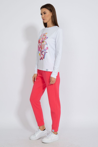 Белый классический лонгслив из трикотажа хлопка Kivviwear 4061.20 - фото 9