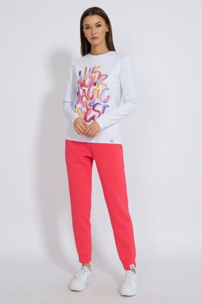 Белый классический лонгслив из трикотажа хлопка Kivviwear 4061.20 - фото 8