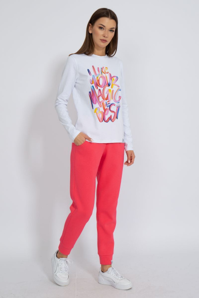 Белый классический лонгслив из трикотажа хлопка Kivviwear 4061.20 - фото 4