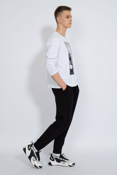 Демисезонный белый лонгслив из хлопка и трикотажа Kivviwear 1009.15 - фото 5