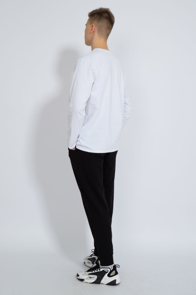 Демисезонный белый лонгслив из хлопка и трикотажа Kivviwear 1009.16 - фото 8