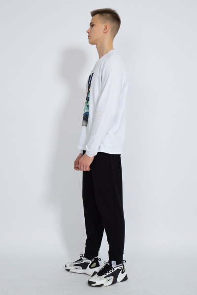 Демисезонный белый лонгслив из хлопка и трикотажа Kivviwear 1009.16 - фото 7