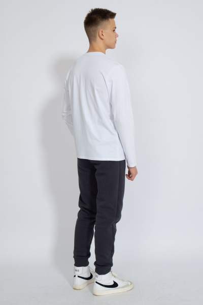 Демисезонный белый лонгслив из хлопка и трикотажа Kivviwear 1009.17 - фото 5