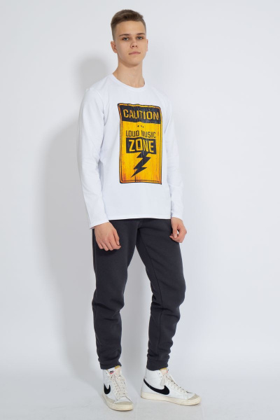 Демисезонный белый лонгслив из хлопка и трикотажа Kivviwear 1009.17 - фото 3