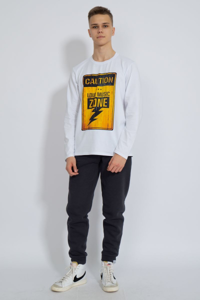 Демисезонный белый лонгслив из хлопка и трикотажа Kivviwear 1009.17 - фото 2