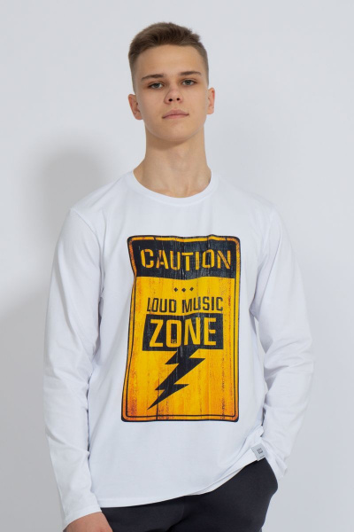 Демисезонный белый лонгслив из хлопка и трикотажа Kivviwear 1009.17 - фото 1