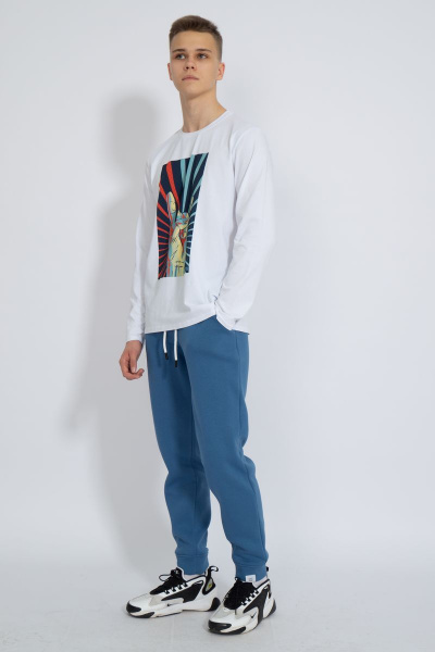 Демисезонный белый лонгслив из хлопка и трикотажа Kivviwear 1009.18 - фото 11