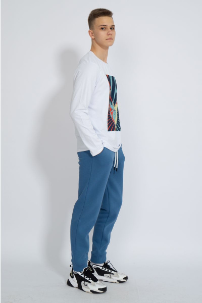 Демисезонный белый лонгслив из хлопка и трикотажа Kivviwear 1009.18 - фото 7