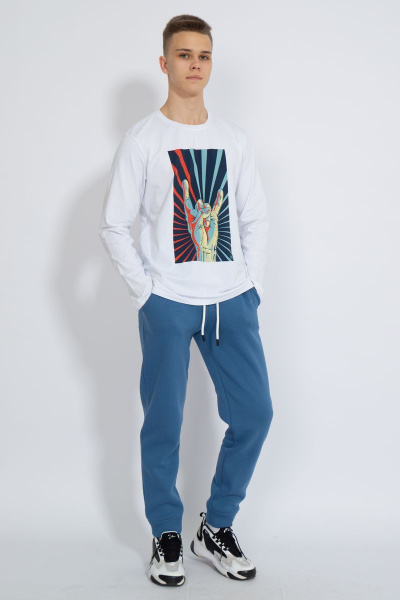 Демисезонный белый лонгслив из хлопка и трикотажа Kivviwear 1009.18 - фото 5