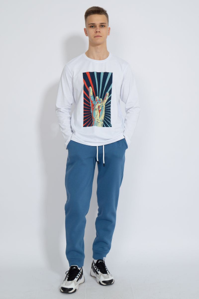 Демисезонный белый лонгслив из хлопка и трикотажа Kivviwear 1009.18 - фото 4