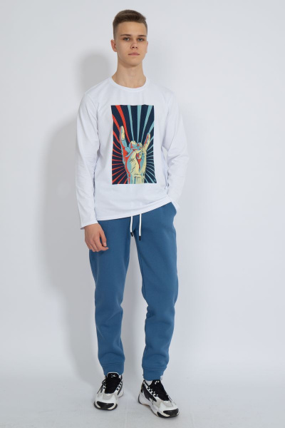 Демисезонный белый лонгслив из хлопка и трикотажа Kivviwear 1009.18 - фото 3