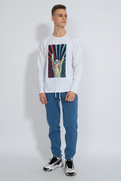 Демисезонный белый лонгслив из хлопка и трикотажа Kivviwear 1009.18 - фото 2