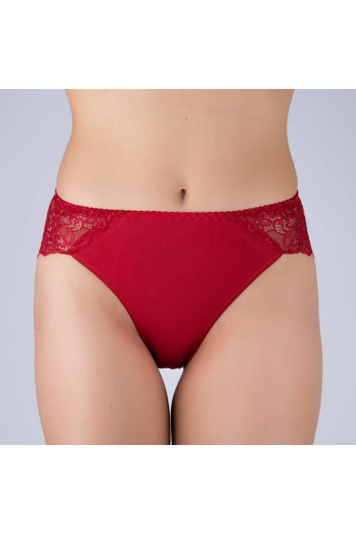 Трусы кружево и трикотаж из эластичного хлопка Verally 138-6 красный - фото 2