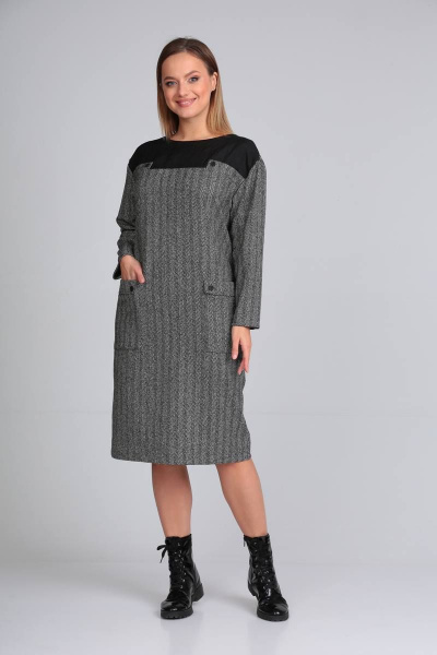 Платье прямого силуэта из текстиля с кокеткой TVIN 7604 - фото 2