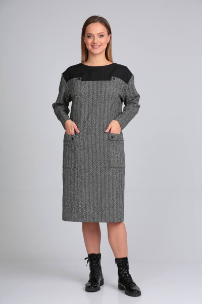 Платье прямого силуэта из текстиля с кокеткой TVIN 7604 - фото 1