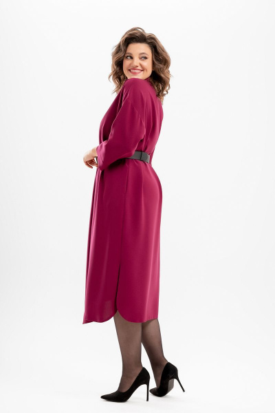 Красное свободное платье с асимметричным низом и карманами Deesses 1069.3/23 - фото 5