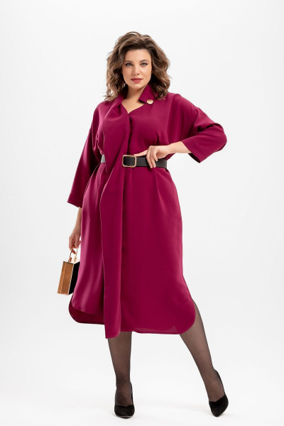 Красное свободное платье с асимметричным низом и карманами Deesses 1069.3/23 - фото 4