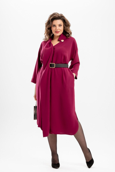 Красное свободное платье с асимметричным низом и карманами Deesses 1069.3/23 - фото 2