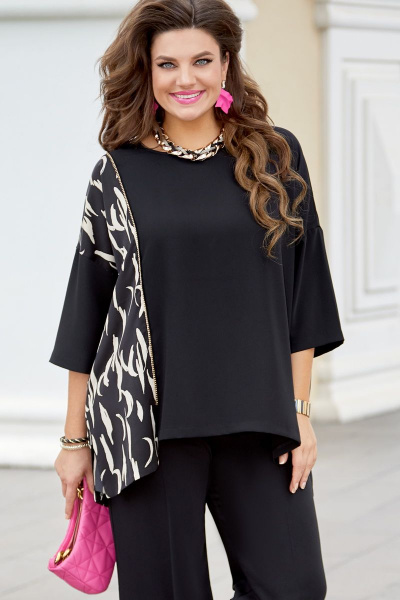 Блуза, брюки Vittoria Queen 17333 черный - фото 4