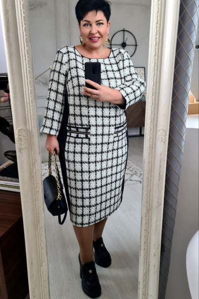 Платье Vittoria Queen 17323 диз.клетка-св.беж/черный - фото 5