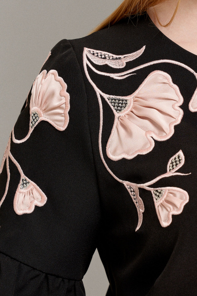 Мини платье с вышивкой черное нарядное демисезонное Панда 109380w черный - фото 3