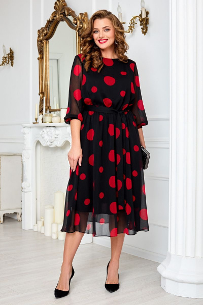 Платье AGATTI 5006-3 черный-красный_горох - фото 1