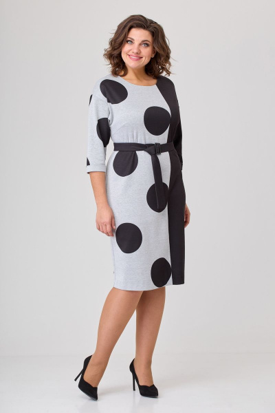 Платье из трикотажа с дизайнерским рисунком, спущенным плечом и поясом Орхидея 1217 - фото 4