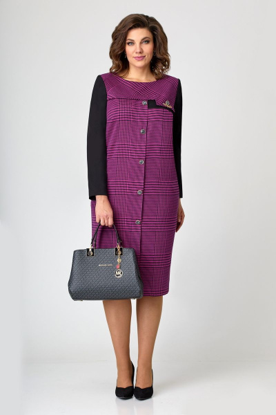 Платье Мишель стиль 1085 фуксия-черный - фото 1