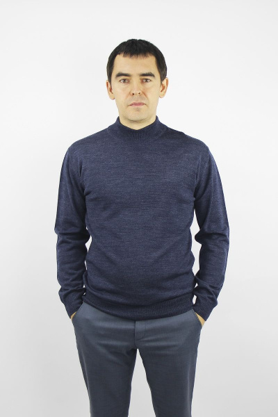 Демисезонный свитер вязаный с длинным рукавом и воротником-стойкой Полесье С3012-15 5С1749-Д43 182,188 джинсовый - фото 1