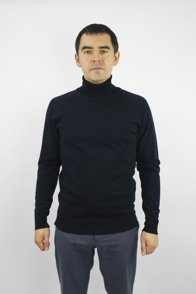 Мужской демисезонный синий свитер с регланом и воротником-отложкой Полесье С3070-17 7С1581-Д43 182,188 м.синий - фото 1