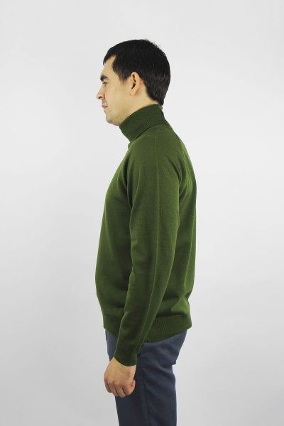 Мужской демисезонный зеленый свитер с регланом и воротником-отложкой Полесье С3070-17 7С1581-Д43 182,188 олива - фото 3