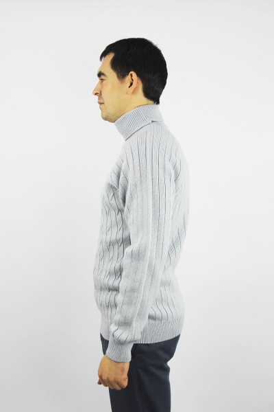 Демисезонный шерстяной серый свитер с длинным рукавом реглан и воротником-отложкой Полесье С3125-22 2С8745-Д43 170,176 св.серый - фото 2